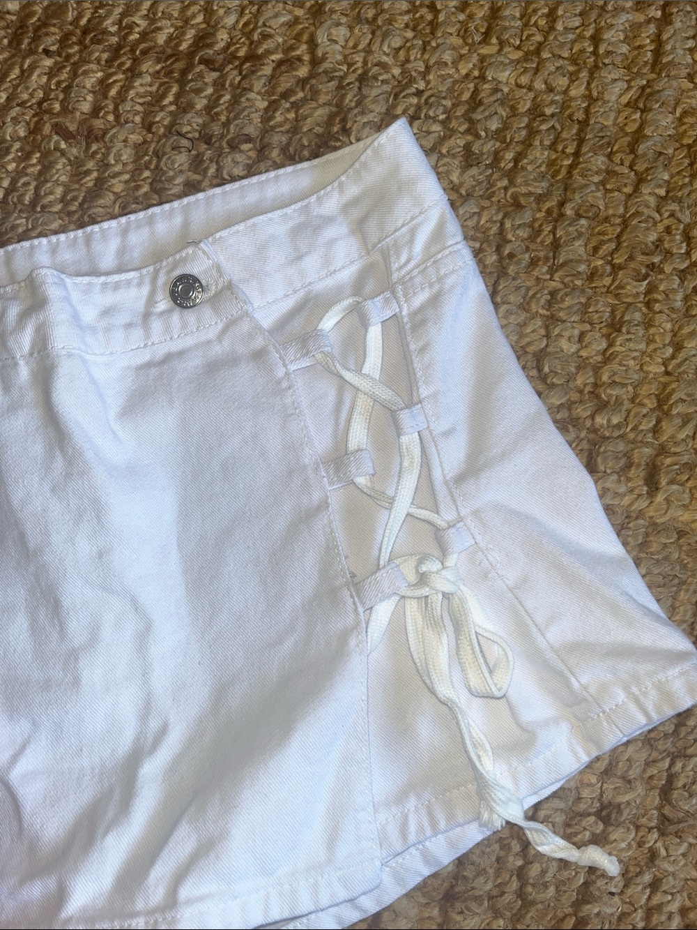 SHEIN White denim Lace-Up Skort adorable sz30